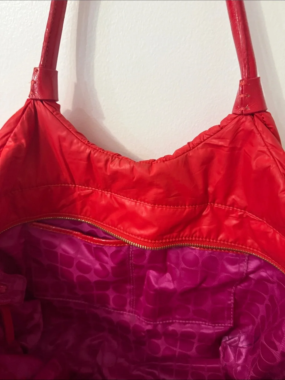 kate spade Red Quilted Tote with Rolled Handles